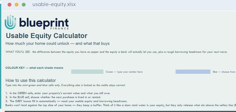 Usable Equity calculator spreadsheet