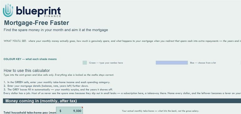 Mortgage-Free Faster calculator spreadsheet
